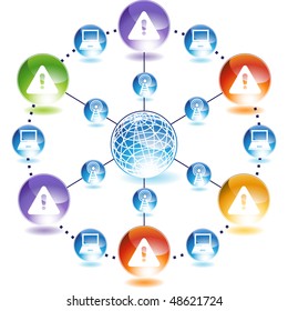 Warning sign web button isolated on a background