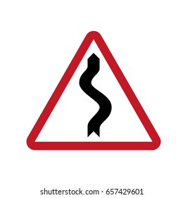 Warning sign with winding road symbol