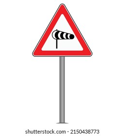 Warning Sign winds traffic sign Caution Symbol or sign vector illustration
