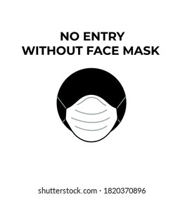 Warning sign without a face mask no entry and keep distance.