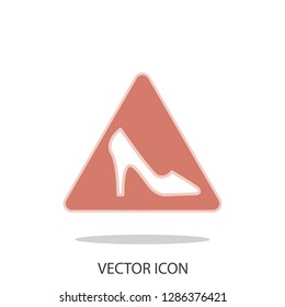 warning sign woman driving, icon vector