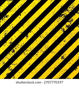 Warnschild mit gelben und schwarzen diagonalen Linien. Aufmerksamkeit, Gefahr oder Vorsicht Symbol. Baustellenbeschilderung, Sicherheitshinweis, Gefahrenbanner, Warnschild. Vektorgrafik