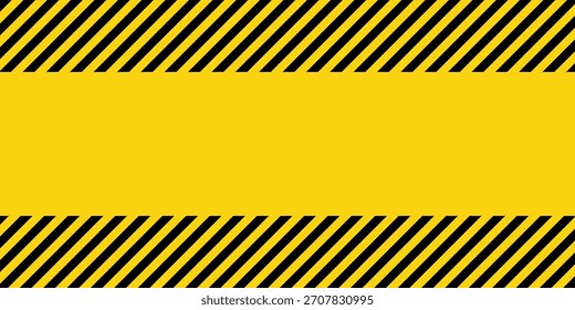 Warnschild mit gelben und schwarzen diagonalen Linien. Aufmerksamkeit, Gefahr oder Vorsicht Symbol. Baustellenbeschilderung, Sicherheitshinweis, Gefahrenbanner, Warnschild. Vektorgrafik
