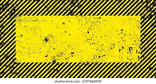 Warnschild mit gelben und schwarzen diagonalen Linien. Aufmerksamkeit, Gefahr oder Vorsicht Symbol. Baustellenbeschilderung, Sicherheitshinweis, Gefahrenbanner, Warnschild. Vektorgrafik