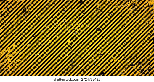Warnschild mit gelben und schwarzen diagonalen Linien. Aufmerksamkeit, Gefahr oder Vorsicht Symbol. Baustellenbeschilderung, Sicherheitshinweis, Gefahrenbanner, Warnschild. Vektorgrafik