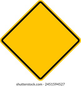 Warning sign yellow diamond road sign with empty space inside. Attention. Danger zone. Another danger. Rhomb road sign.