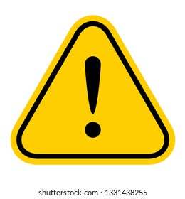 warning sign yellow, exclamation mark icon, danger sign, attention sign, caution alert symbol orange isolated on white background