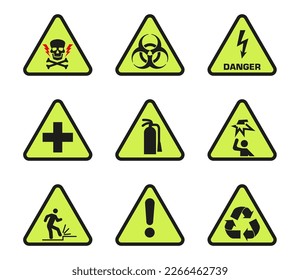 Warning sign, yellow sign, icon vector. EPS 10.