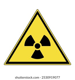 Sinal de aviso. Sinal de aviso de triângulo amarelo com símbolo de radiação. Sinal de aviso radioativo. Sinal de atenção de aviso. Cuidado com o risco de radiação. Precaução, risco de exposição à radiação.