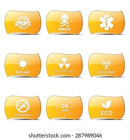 Warning Sign Yellow Vector ButtonIcon Design Set