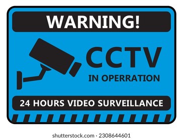 Warning signage CCTV in operation illustration vector