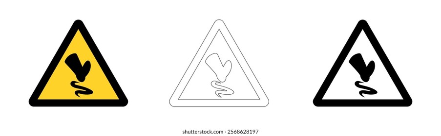 Warning signage of danger, fall risk, slippery floor.