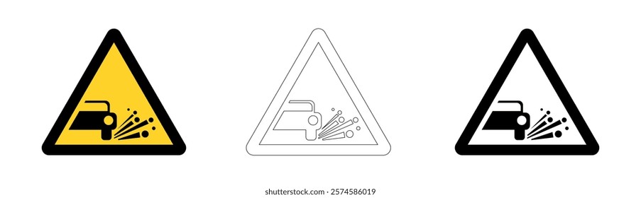 Warning Signage for Projected Objects or Loose Gravel. Vector format.