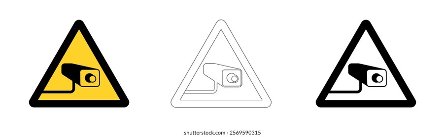 Warning signage for security or surveillance cameras. Vector format