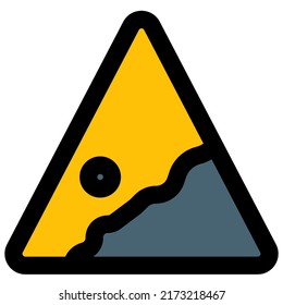 Warning signal for falling rocks on high terrain areas