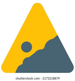 Señal de advertencia para la caída de rocas en áreas de alto terreno