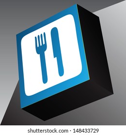 Warning signal where you can eat at the train station at the airport and so on. Vector illustration.