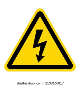 Warning sign,BEWARE HIGH VOLTAGE, Yellow triangle.