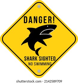 Warning signboard concept with shark sighted no swimming illustration