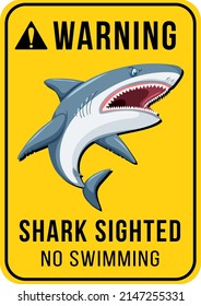 Warning signboard concept with shark sighted no swimming illustration