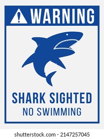 Warning signboard concept with shark sighted no swimming illustration
