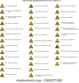 Warning signs according to DIN EN ISO 7010 and ASR A1.3