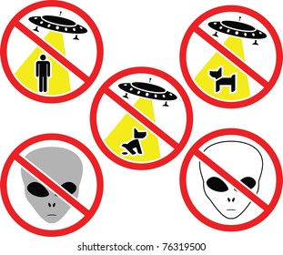 warning signs for aliens. vector illustration