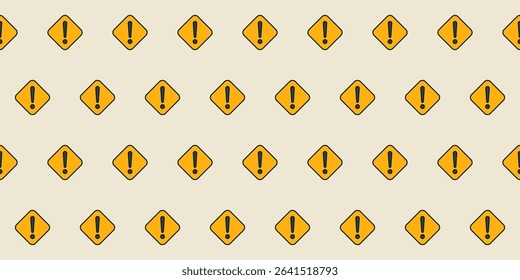 Warning signs arranged in a repetitive pattern