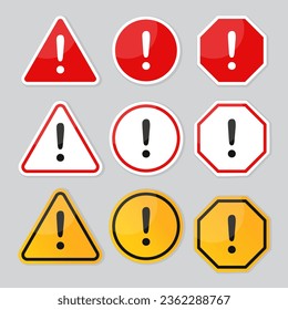 Warning signs danger with the exclamation mark in the middle