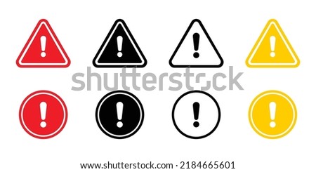 Warning signs with exclamation points set icon. Road traffic, triangle, round, caution, be carefull, danger, ddrive, car, accident. Technology concept. Vector line icon for Business and Advertising.