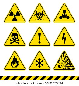 Warning signs. Hazard icons set. Vector