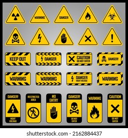 Warning Signs Hazard Warning Yellow Black Stock Vector (Royalty Free ...