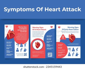 Signos de advertencia de los síntomas de insuficiencia cardíaca educación el afiche médico conjunto de ilustración vectorial. Enfermedad cardiológica diagnóstico y prevención de la información de la atención de la salud trastorno cardiovascular