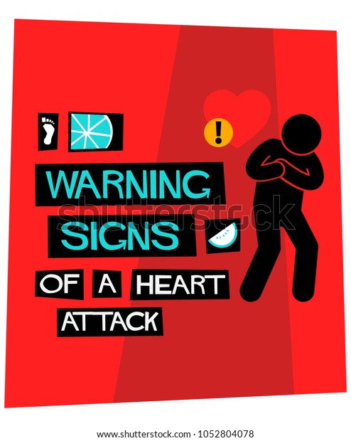 Warning Signs Heart Attack Poster Flat Stock Vector Royalty Free