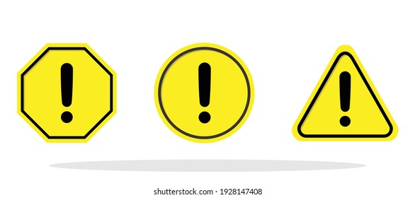 Warning signs icon set in flat style. Caution symbol for your web site design, logo, app, UI Vector EPS 10.