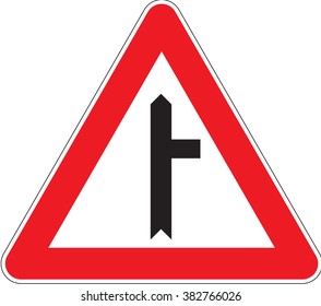 Warning signs Junction secondary road