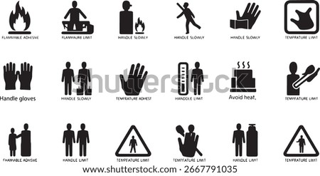 Warning signs for material handling precautions black symbols