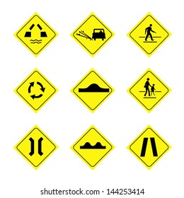 Warning Signs On Road Stock Vector (Royalty Free) 144253414 | Shutterstock