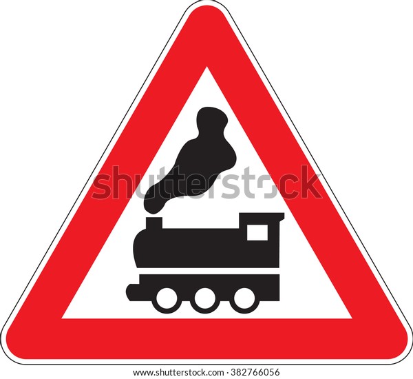 Warning Signs Railway Crossing Without Barrier Stock Vector Royalty Free