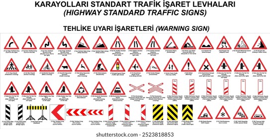 Warning signs, Road signs in Turkey (Turkish: Karayollari Standart Trafik Isaret Levhalari, Tehlike Uyari Isaretleri)