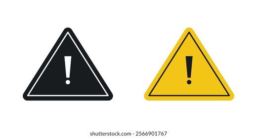 Warning signs set in black and colored with exclamation point