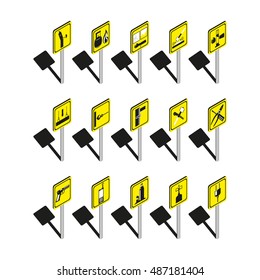 Warning signs. Set of vector icons.
