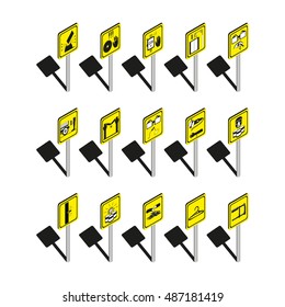 Warning signs. Set of vector icons.