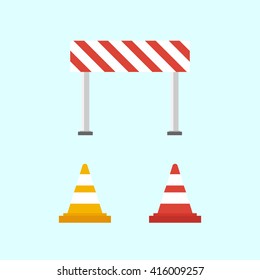 Warning signs. Traffic cone. Flat design illustrations - stock vector