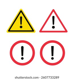 Warning Signs Triangle and Circle Icons with Exclamation Marks	
