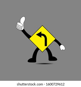 Warning Signs Turn Left Vector EPS 10