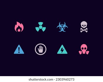Señales de advertencia conjunto de iconos vectoriales. Símbolos de riesgo.