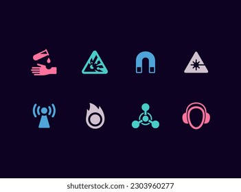 Warning signs vector icon set. Hazard symbols.