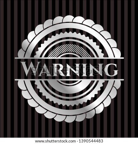 Warning silver badge or emblem. Vector Illustration. Mosaic.