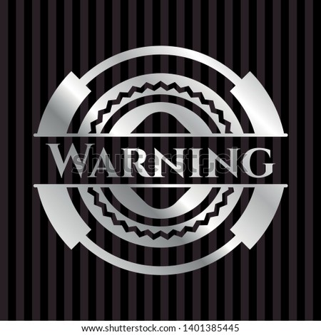 Warning silver emblem or badge. Vector Illustration. Mosaic.